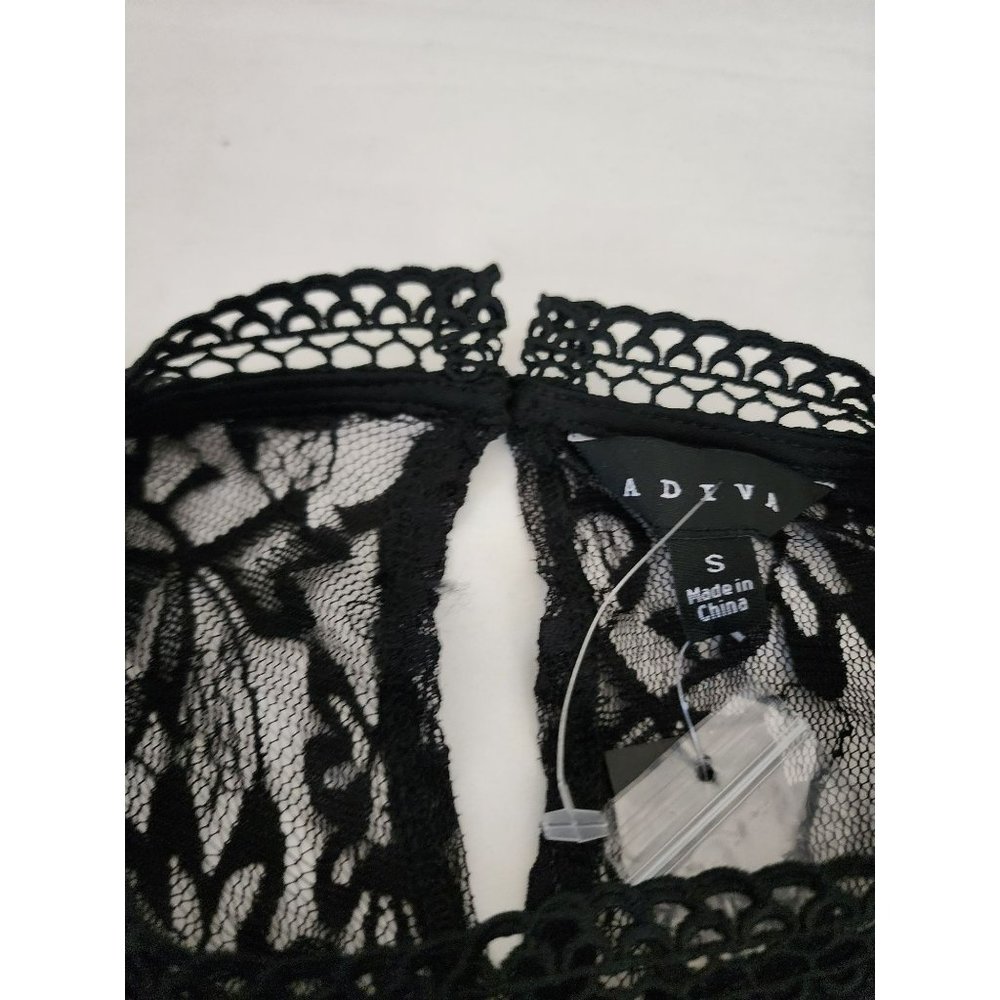 Adiva Women's Black Lace Long Sleeve Blouse Size Small New With Tags - Picture 4 of 13